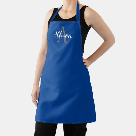Tablier Monogramme Royal Blue Script Personnalisé Femmes (Insitu)