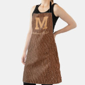 Tablier Monogramme Russe Cuir Brown Nom Script Moderne (Insitu)