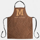 Tablier Monogramme Russe Cuir Brown Nom Script Moderne (Recto)