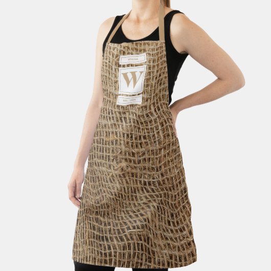 Tablier Monogramme Russe de Burlap initial (Insitu)