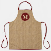 Tablier Monogramme rustique Bourgogne Faux Burlap (Recto)
