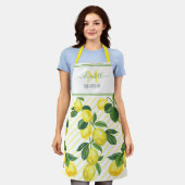 Tablier Monogramme rustique citrons d'aquarelle rayures (Porté)