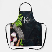 Tablier Monogramme rustique légumes herbes (Recto)