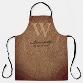Tablier Monogramme rustique marron cuir noir script or (Recto)