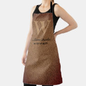 Tablier Monogramme rustique marron cuir noir script or (Insitu)