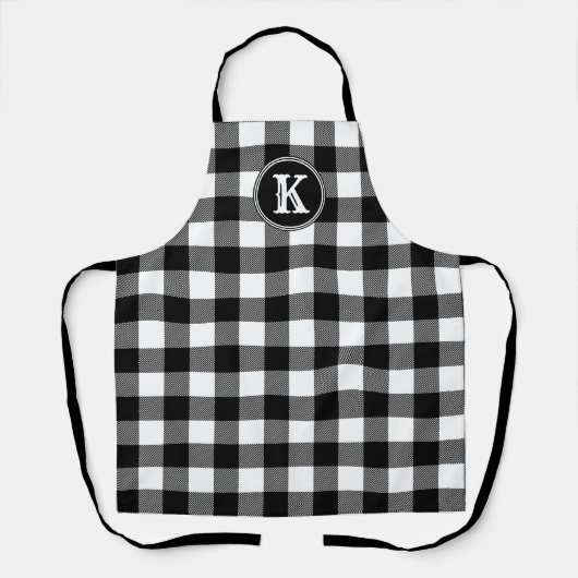 Tablier Monogramme Rustique noir blanc Buffalo plaqué (Recto)
