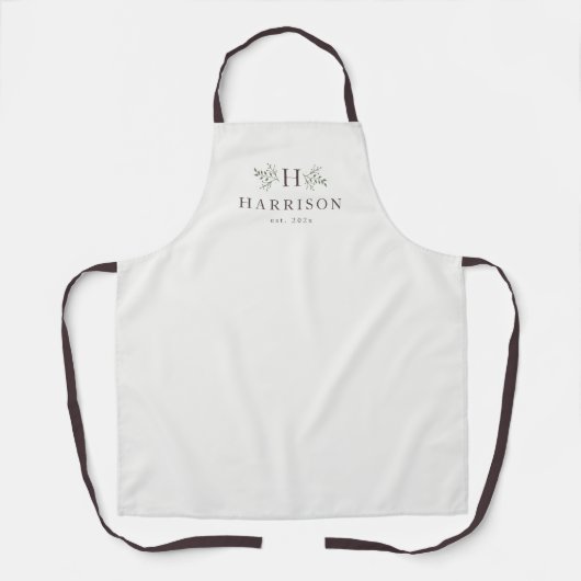 Tablier monogramme rustique personnalisé (Recto)