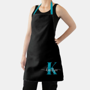 Tablier Monogramme sarcelle noir