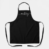 Tablier Monogramme Script manuscrit minimal noir (Recto)