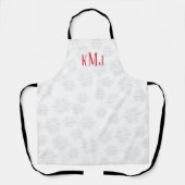 Tablier Monogramme simple et élégant Silver Winter Snowfla (Recto)
