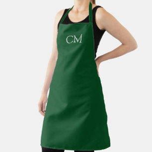 Tablier monogramme simple vert foncé