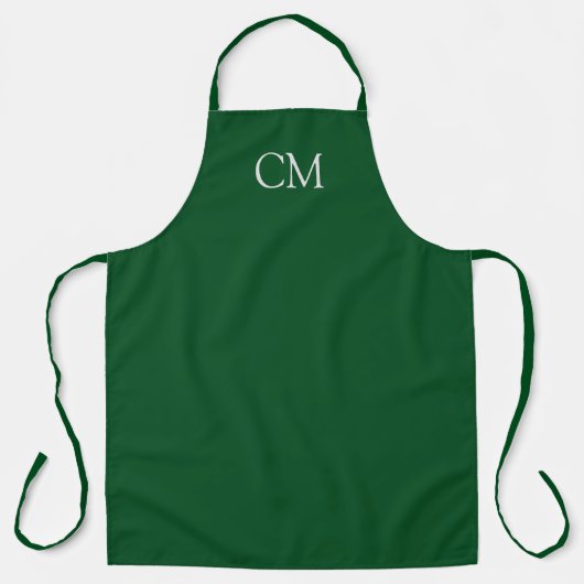 Tablier monogramme simple vert foncé (Recto)