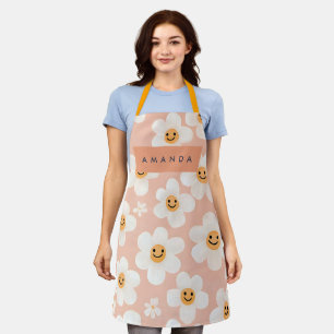 Tablier Monogramme Smile Personnalisé Daisy Motif Floral