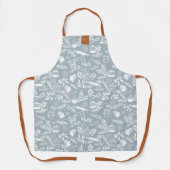 Tablier Monogramme Style Country Floral Cuisson Motif Bleu (Recto)