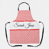 Tablier monogrammé stylé Points rouges sur fond blanc (Recto)