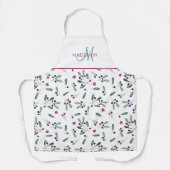 Tablier Monogramme sur mesure, baies et Motif de verdure (Recto)