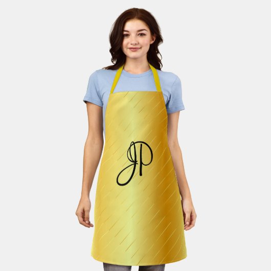 Tablier Monogramme tendance élégante Modèle d'or Faux (Porté)
