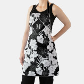 Tablier Monogramme tropical hawaïen noir et blanc (Insitu)