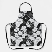 Tablier Monogramme tropical hawaïen noir et blanc (Recto)