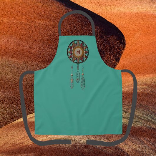 Tablier Monogramme Turquoise avec Dreamcatcher