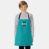 Tablier Monogramme turquoise moderne noir nom de garçon ta (Porté)