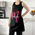 Tablier Monogramme typographique moderne minimaliste noir<br><div class="desc">Élevez votre style de cuisine avec notre minimal Hot Pink Moderne Monogramme Apron! Doté d'un design épuré et minimaliste en rose chaud gras, cet tablier est personnalisé avec votre monogramme dans une police typographique moderne. Parfait pour la cuisine, la cuisson ou la grillade, il combine mode et fonction avec des...</div>
