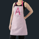 Tablier Monogramme typographique moderne minimaliste rose<br><div class="desc">Ce tablier exquis de la collection allie fonctionnalité et style haut de gamme, avec une somptueuse toile rose chaud personnalisée avec le monogramme "Ashley" dans un script élégant. Conçu pour ceux qui apprécient une touche d'élégance personnalisée dans leurs espaces culinaires, ce tablier protège non seulement les vêtements des rideaux de...</div>