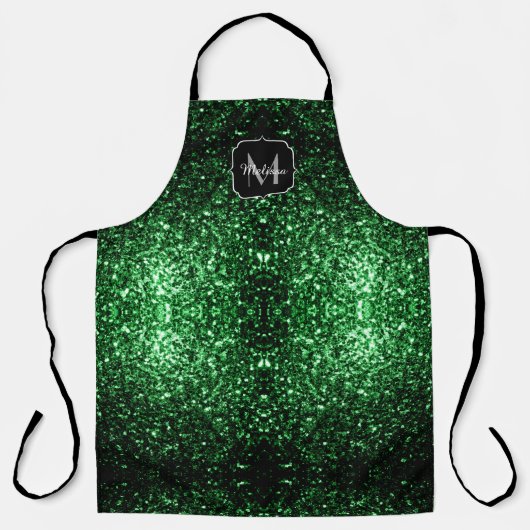 Tablier Monogramme vert foncé faux parties scintillant sci (Recto)