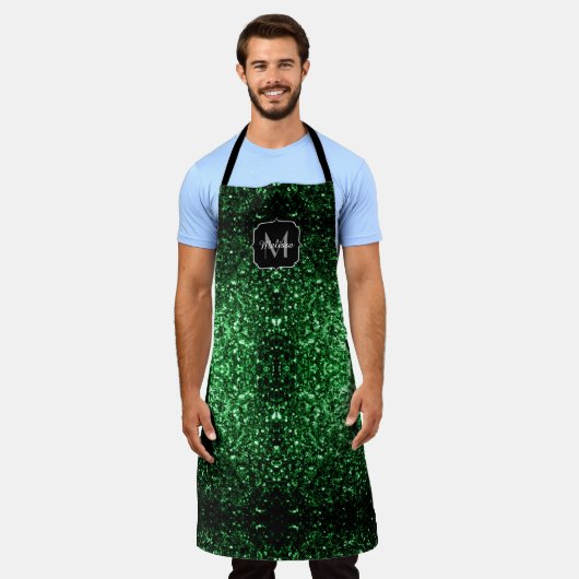 Tablier Monogramme vert foncé faux parties scintillant sci (Porté)