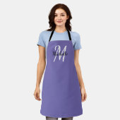 Tablier Monogramme violet minimal moderne + initial (Porté)