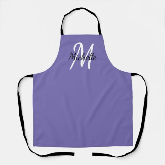 Tablier Monogramme violet minimal moderne + initial (Recto)