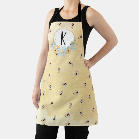 Tablier Monogramme Whimsical Bee and Honeycomb (Insitu)