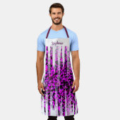 Tablier Monogrammes blancs Motifs d'onde Abstraite rose (Porté)