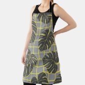 Tablier Monstera Feuilles : Jaune-Gris moderne Abstrait (Insitu)