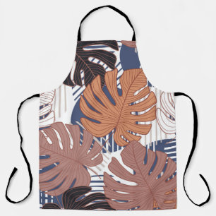 Tablier Monstère exotique feuille, vintage tropicale.
