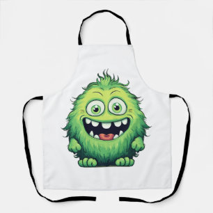 Tablier Monstre de dessin animé vert mignon souriant