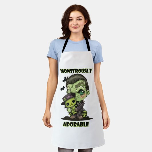 Tablier Monstre Frankenstein mignon avec plushie (Porté)