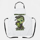 Tablier Monstre Frankenstein mignon avec plushie (Recto)