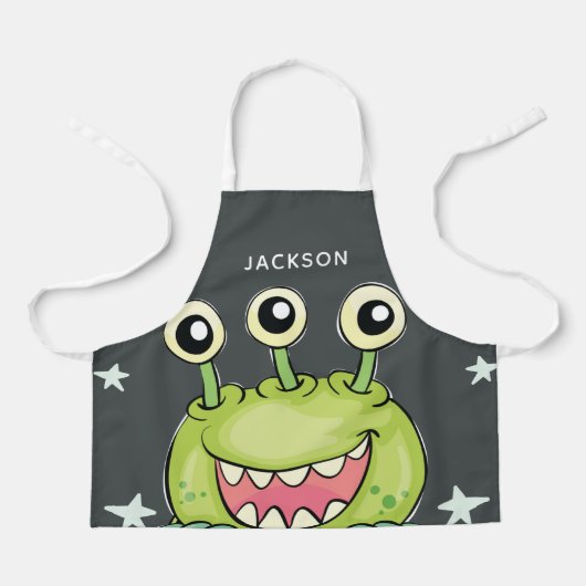 Tablier Monstre vert mignon Personnalisé (Recto)