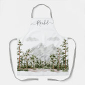 Tablier Montagne et forêt aquarelle monogrammée (Recto)