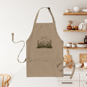 Tablier Montagne et forêt aquarelle monogrammée