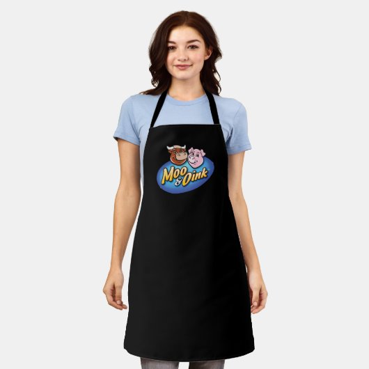 Tablier Moo & Oink Black Chef's Apron (Porté)