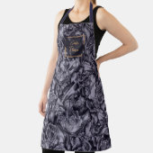 Tablier Moody Monochrome Deep Navy bleu motif floral (Insitu)