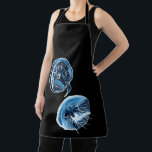Tablier MoonJellyfish aquarelle art<br><div class="desc">Méduse de lune art original aquarelle. Poisson de gelée luminescente sur un arrière - plan noir.</div>