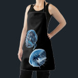 Tablier MoonJellyfish aquarelle art<br><div class="desc">Méduse de lune art original aquarelle. Poisson de gelée luminescente sur un arrière - plan noir.</div>