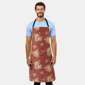 Tablier Morris Inspiré Lily Flower Botanique Rouge Textile (Porté)