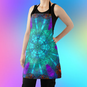 Tablier Mosaic Kaleidoscope Fleur Bleu pourpre et rouge