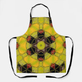 Tablier Mosaic Mandala Fleur jaune vert rouge et noir (Recto)