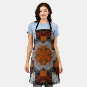 Tablier Mosaic Mandala Fleur orange blanc et noir (Porté)