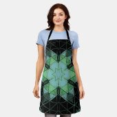 Tablier Mosaic Mandala Flower bleu vert et noir (Porté)